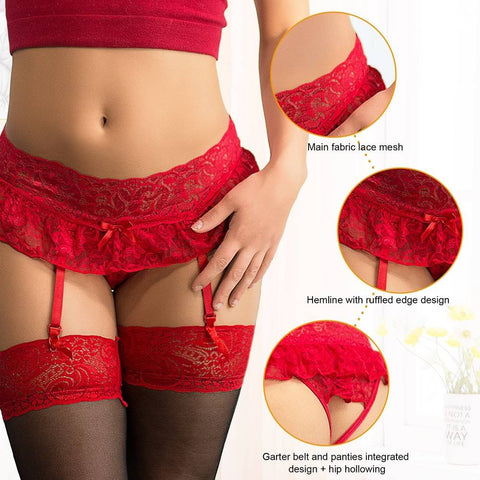 Lace Garter Panty P5160-3 Red 3XL/4XL