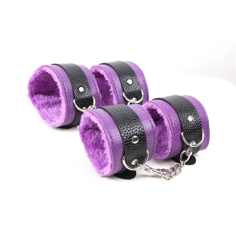 Faux Leather Ten Piece Bondage Set C80719-3 Purple