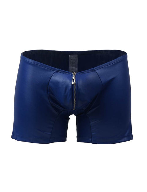 Faux Leather Men's Zip Undies MP069-2 Dark Blue S