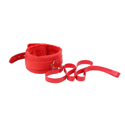 Faux Leather Ten Piece Bondage Set C80719-4 Red