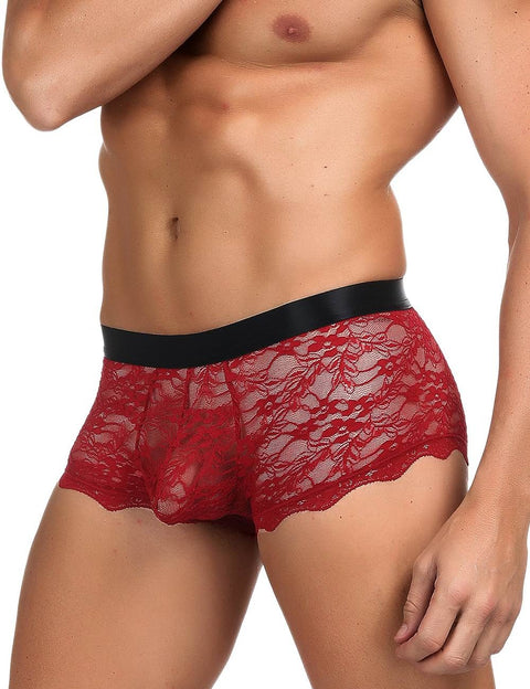 Lace Strappy Mens Undie MP073-2 Black/Red M