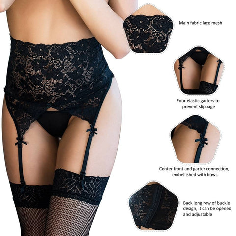 Lace Garter Panty P5160-1 Black M/L