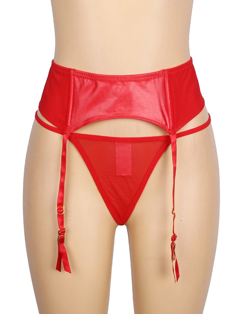 High Waist Garter Belt & Panty P5197-2 Red XS/S
