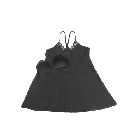 Lace Deep V Neck Suspender Nightdress R81732-1P Black XL