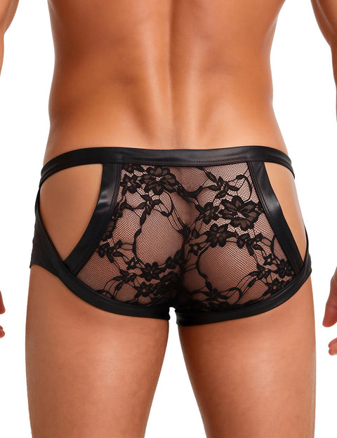 Leather Look Low Rise Sexy Briefs MP052 Black M