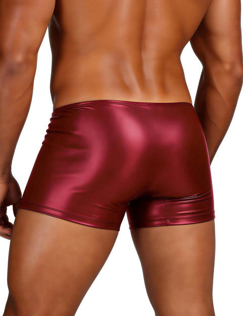 Faux Leather Men's Zip Undies MP069-3 Red XS