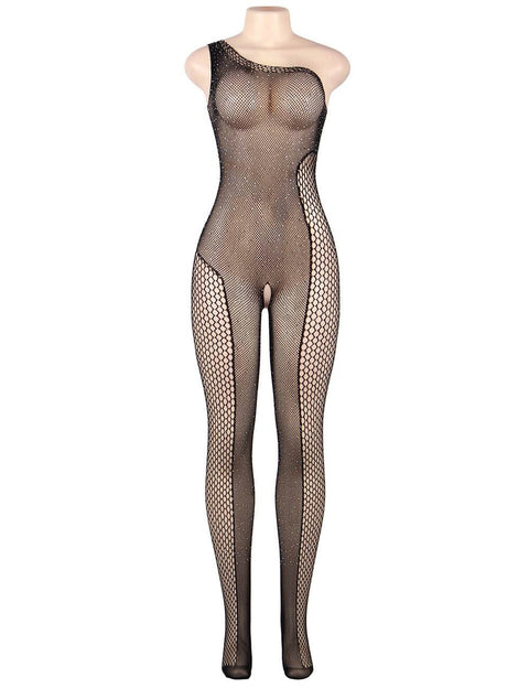 Fishnet Diamonds One-shoulder Bodystocking H3369P Black L/2XL