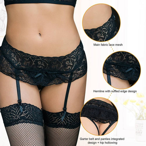 Lace Garter Panty P5160-1 Black XL/2XL