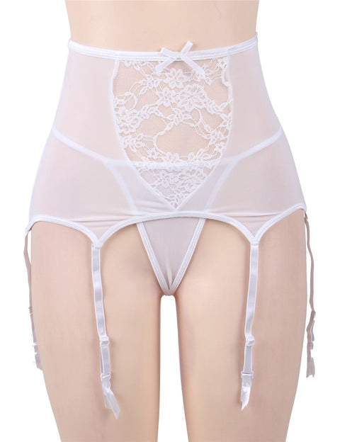 Lace Garter & Panty P5140-2 White XL-2XL