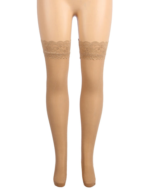 Sexy Lace Pearlescent Stockings With Silicone Straps H3571 Nude 3XL/5XL