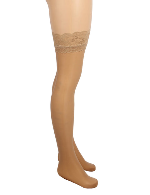 Sexy Lace Vertical Line Stockings With Silicone H3573 Nude XS/M