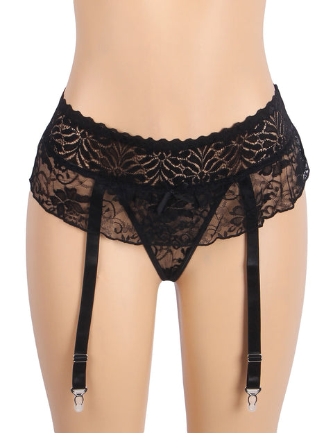 Sexy Lace Garter Panty with Metal Buckles P5251-1 Black M/L