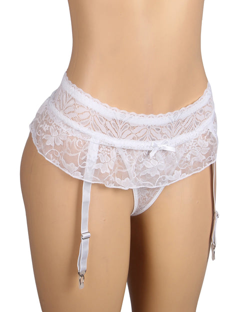 Sexy Lace Garter Panty with Metal Buckles P5251-2 White 3XL/4XL