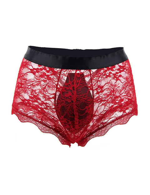 Lace Strappy Mens Undie MP073-2 Black/Red M