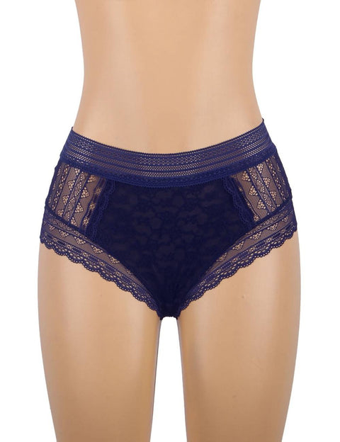 Floral Lace Sexy High Waist Panty P5192-4 Blue 3XL/4XL