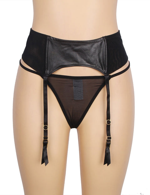 High Waist Garter Belt & Panty P5197-1 Black XL/2XL