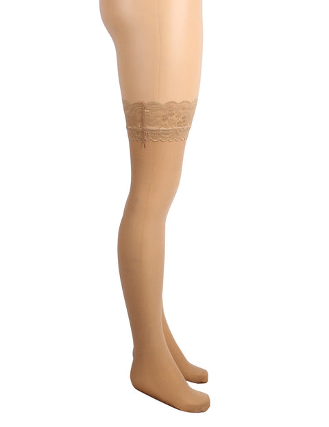 Sexy Lace Pearlescent Stockings With Silicone Straps H3571 Nude 3XL/5XL