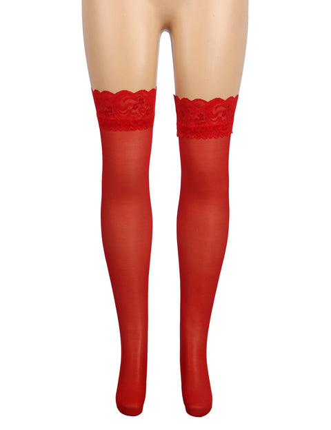 Sexy Lace Stockings With Silicone Straps H2157 Red 3XL/5XL