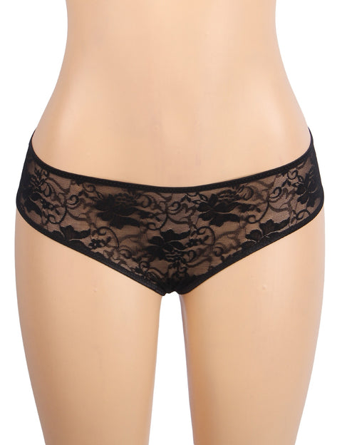 Sexy Lace Crotchless Panty P5278-1 Black L