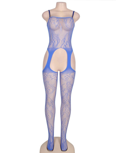 Bold Cutouts Crotchless Fishnet Bodystocking H3163-3 Blue XS-M