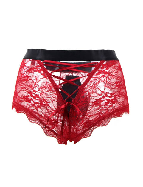 Lace Strappy Mens Undie MP073-2 Black/Red M