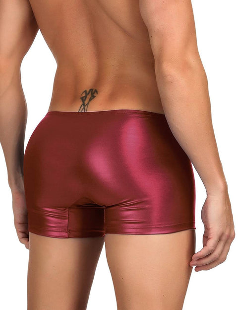 Faux Leather Men's Zip Undies MP069-3 Red XS