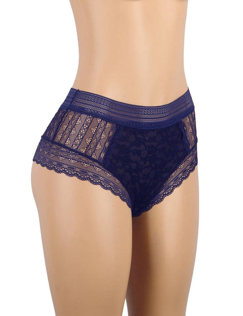 Floral Lace Sexy High Waist Panty P5192-4 Blue 3XL/4XL