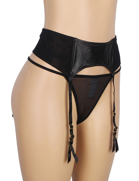 High Waist Garter Belt & Panty P5197-1 Black XL/2XL
