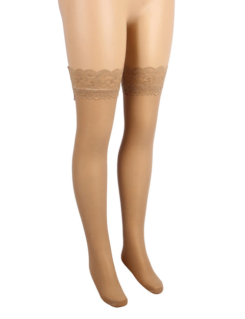 Sexy Lace Pearlescent Stockings With Silicone Straps H3571 Nude 3XL/5XL