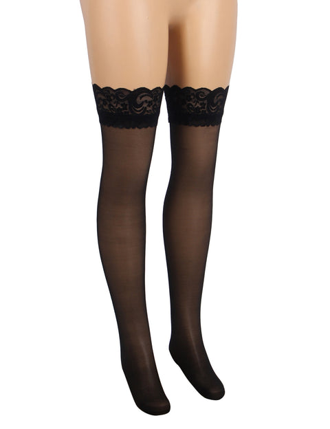 Sexy Lace Stockings With Silicone Straps H2157 Black 3XL/5XL