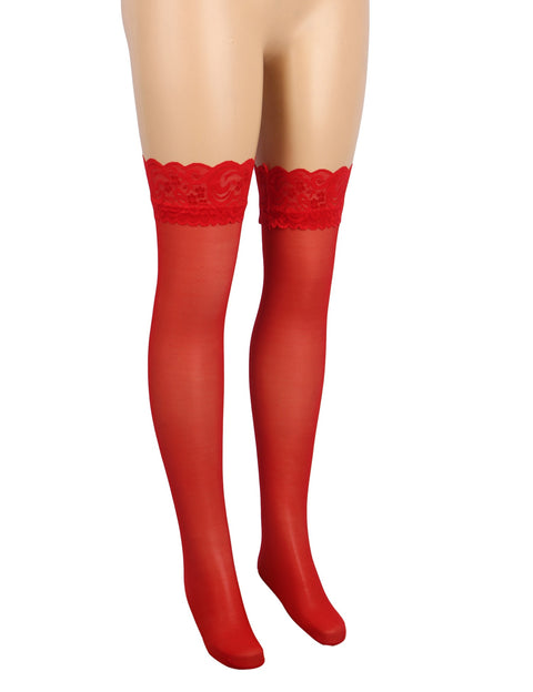 Sexy Lace Stockings With Silicone Straps H2157 Red 3XL/5XL