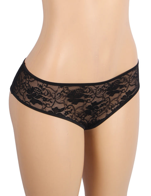 Sexy Lace Crotchless Panty P5278-1 Black L