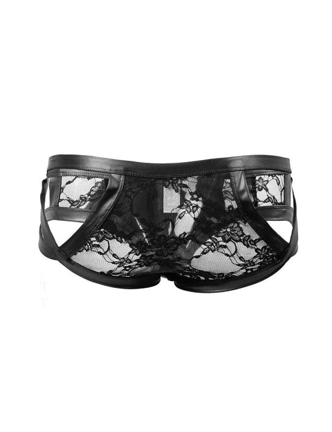 Leather Look Low Rise Sexy Briefs MP052 Black M