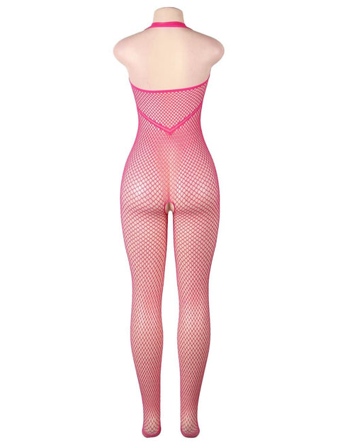 Neck Open Netted Bodystocking H3126-3 Pink XS/M