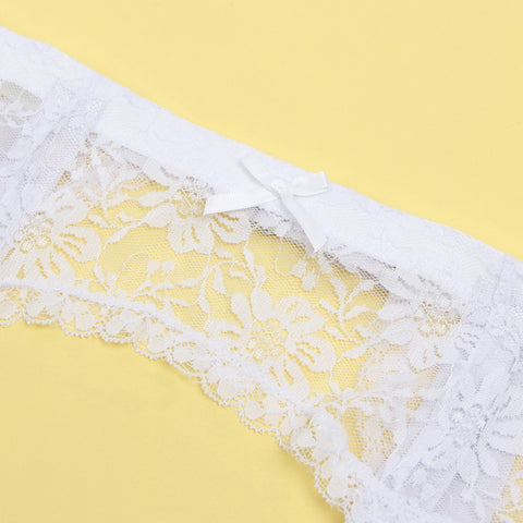 Sexy Lace Metal Clips Garter Panty P5258-2 White XS/S