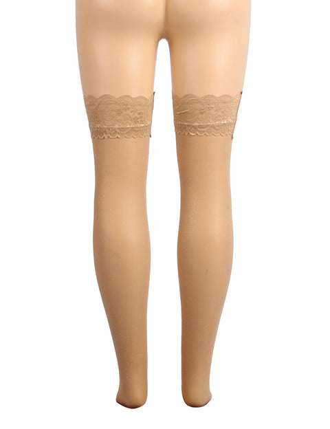 Sexy Lace Pearlescent Stockings With Silicone Straps H3571 Nude 3XL/5XL