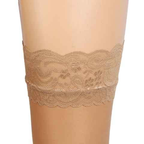 Sexy Lace Vertical Line Stockings With Silicone H3573 Nude XS/M