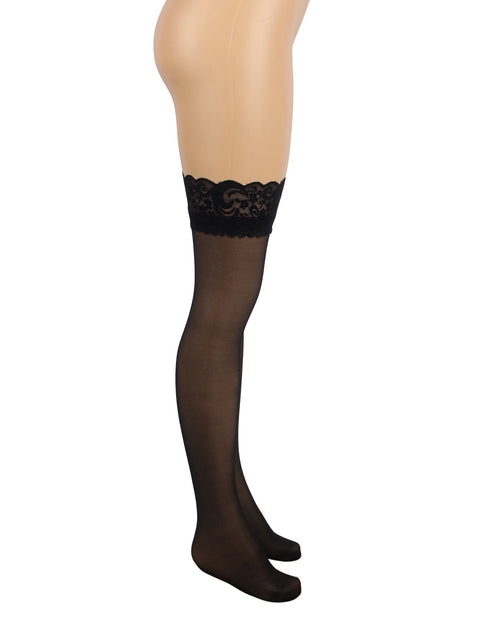 Sexy Lace Stockings With Silicone Straps H2157 Black 3XL/5XL