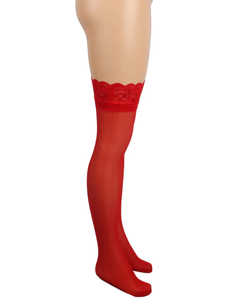 Sexy Lace Stockings With Silicone Straps H2157 Red XS/M