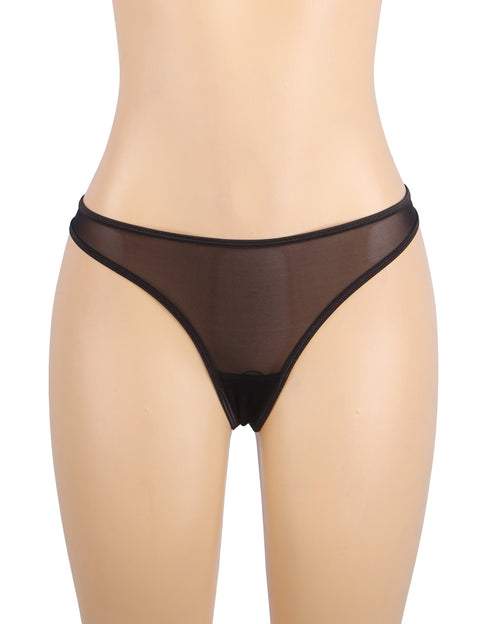Sexy Lace Metal Clips Garter & Panty P5253-1 Black XS/S