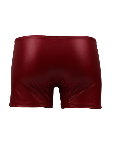 Faux Leather Men's Zip Undies MP069-3 Red XS