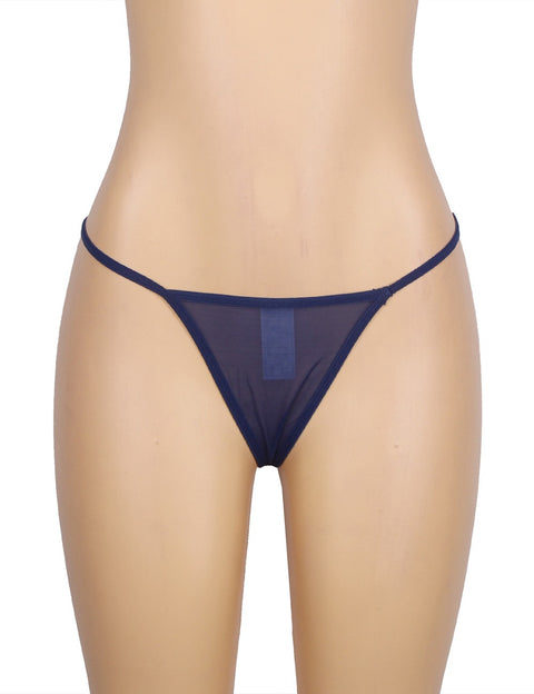Lace Sexy Stretch High Waist Garter Belt & Panty P5198-3 Blue XS/S