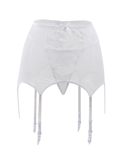 Lace Garter & Panty P5140-2 White XL-2XL