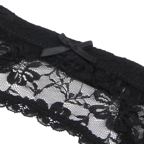 Sexy Lace Metal Clips Garter Panty P5258-1 Black XL/2XL