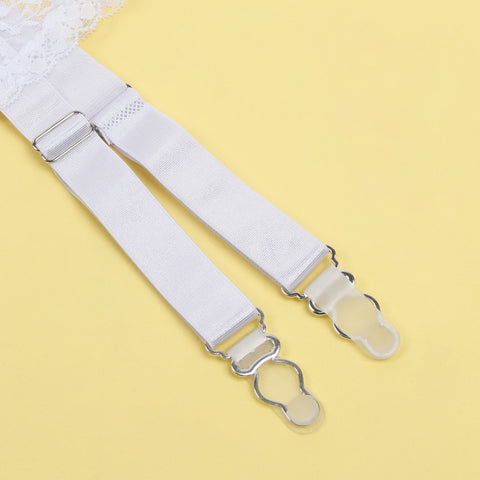 Sexy Lace Metal Clips Garter Panty P5258-2 White XS/S