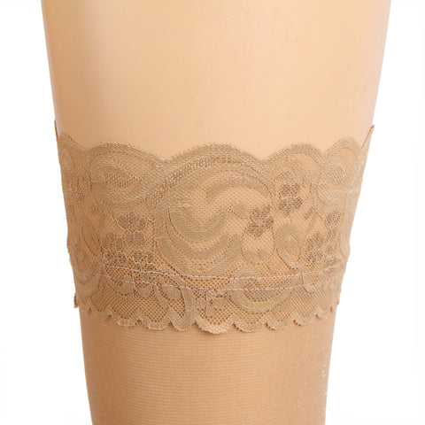 Sexy Lace Pearlescent Stockings With Silicone Straps H3571 Nude 3XL/5XL