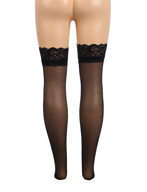 Sexy Lace Stockings With Silicone Straps H2157 Black 3XL/5XL