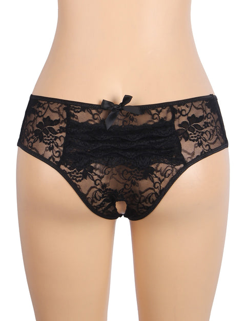 Sexy Lace Crotchless Panty P5278-1 Black L