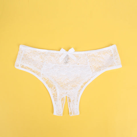 Sexy Lace Crotchless Panty P5278-2 White 2XL