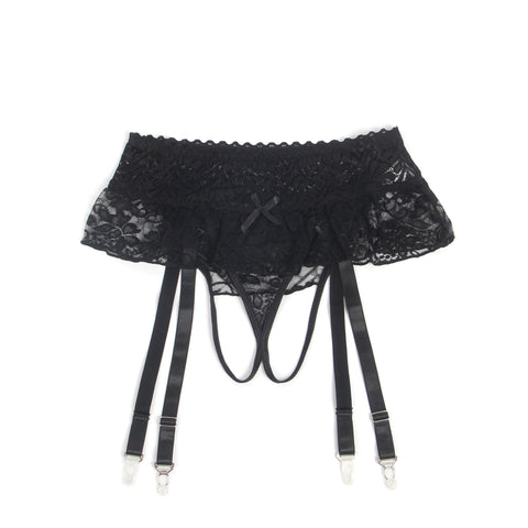 Sexy Lace Garter Panty with Metal Buckles P5251-1 Black M/L